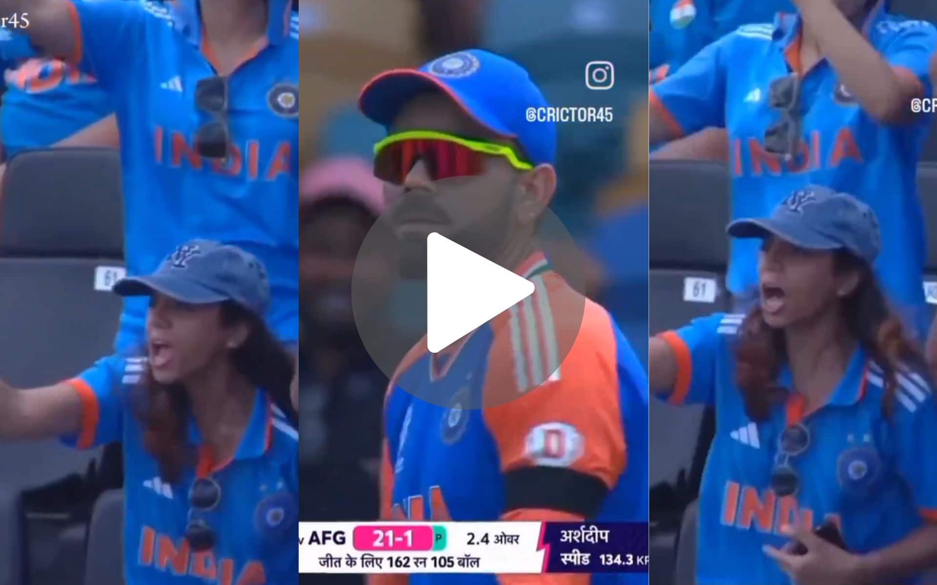 [Watch] Indian Fangirl Abuses Virat Kohli For Easy Drop Catch Vs AFG In T20 World Cup 2024
